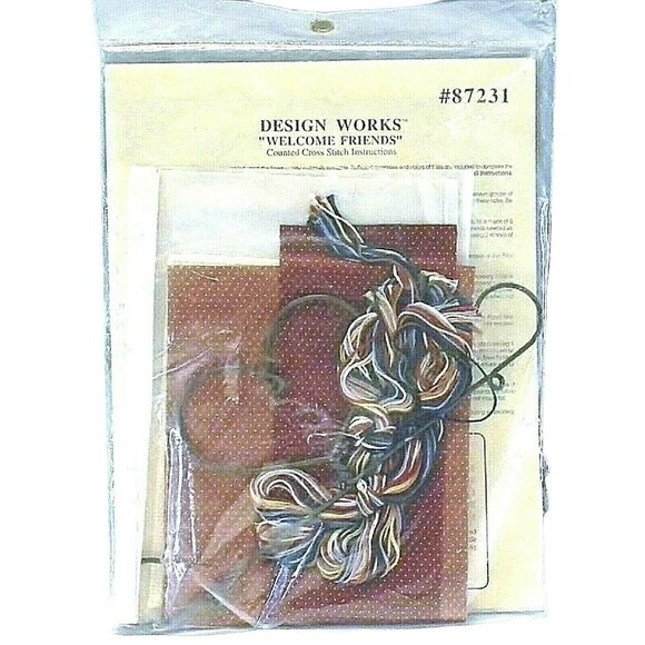 Counted Cross Stitch "Welcome Family & Friends" Hang-Up Kit Design Works 11"x14" - Picture 7 of 8